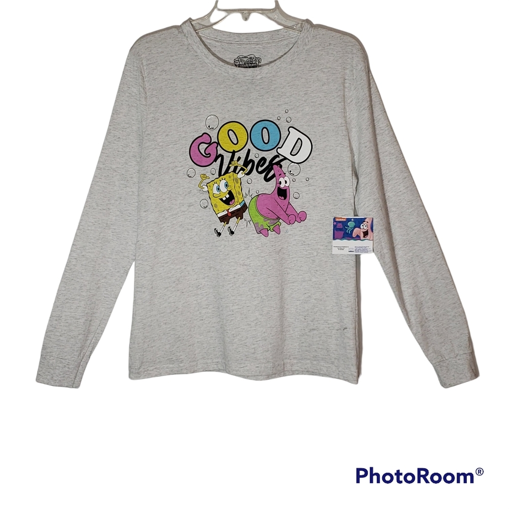 SpongeBob Squarepants "Good Vibes" pullover large tee. NWT 265